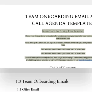 Team Onboarding Email and Call Agenda Templates